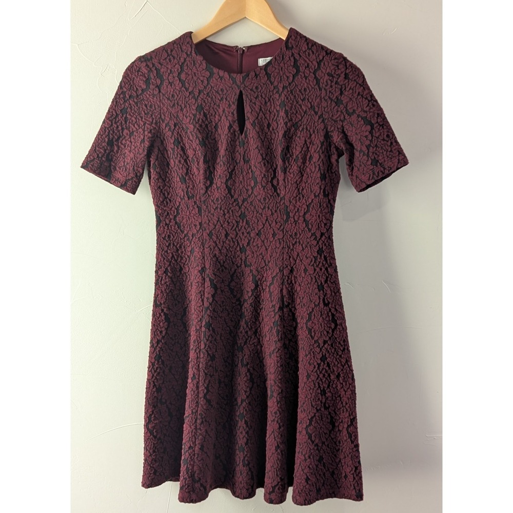 London Style Collection Women's Dress Size 2P Red & Black Damask